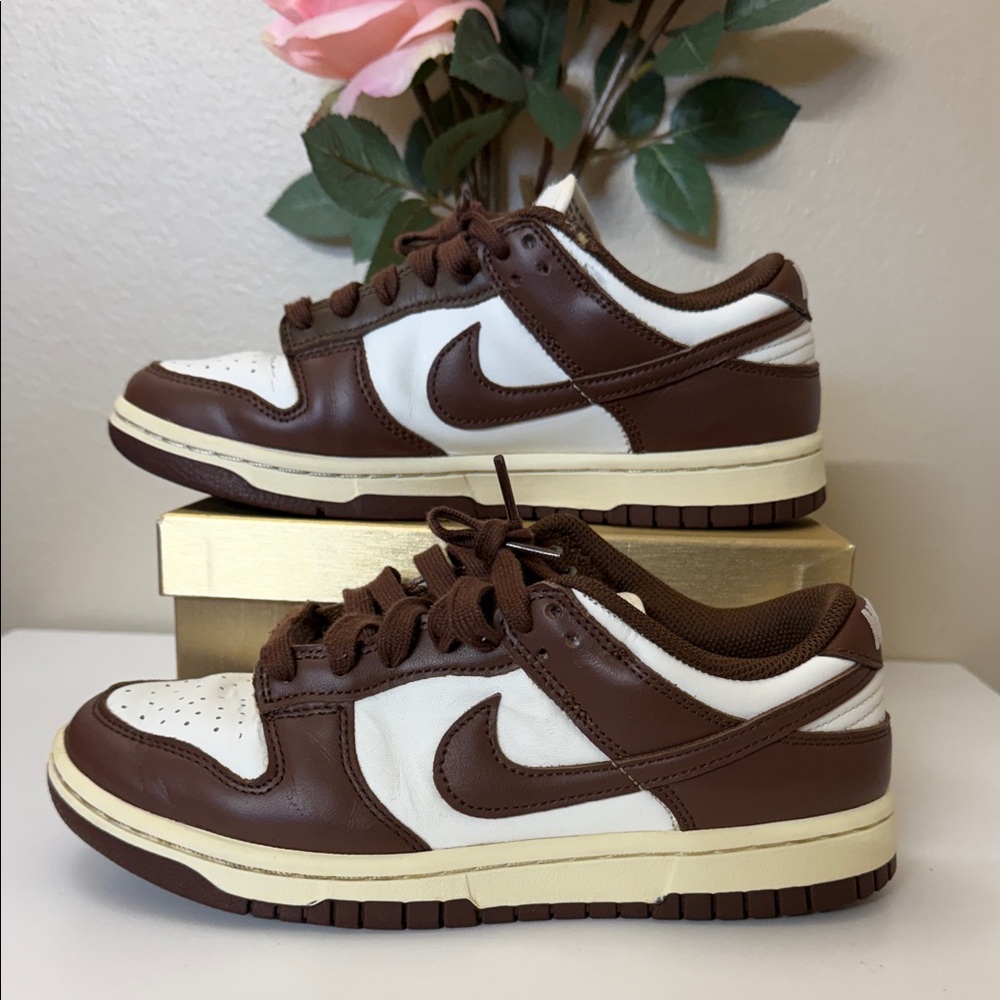 Nike Brown and White Dunk Low Sneakers